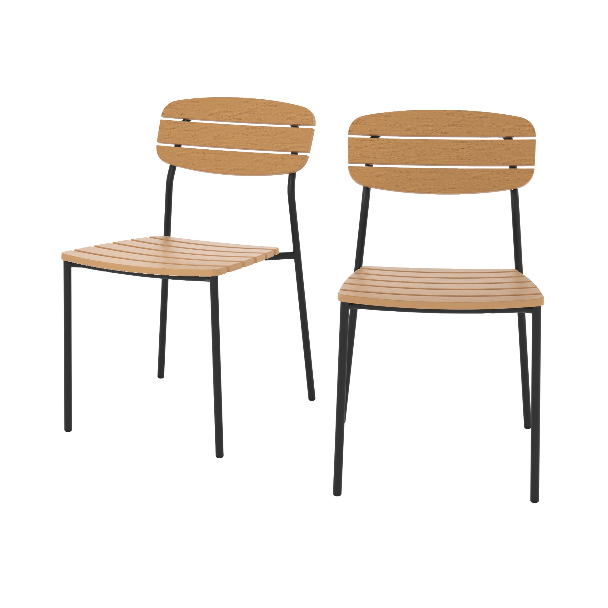 lot de 2 chaises de jardin en bois taya fond blanc
