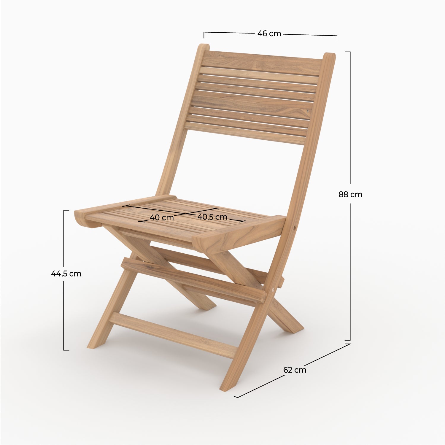 lot de 2 chaises de jardin nido en bois de teck pliante