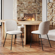 lot de 2 chaises en tissu beige adele