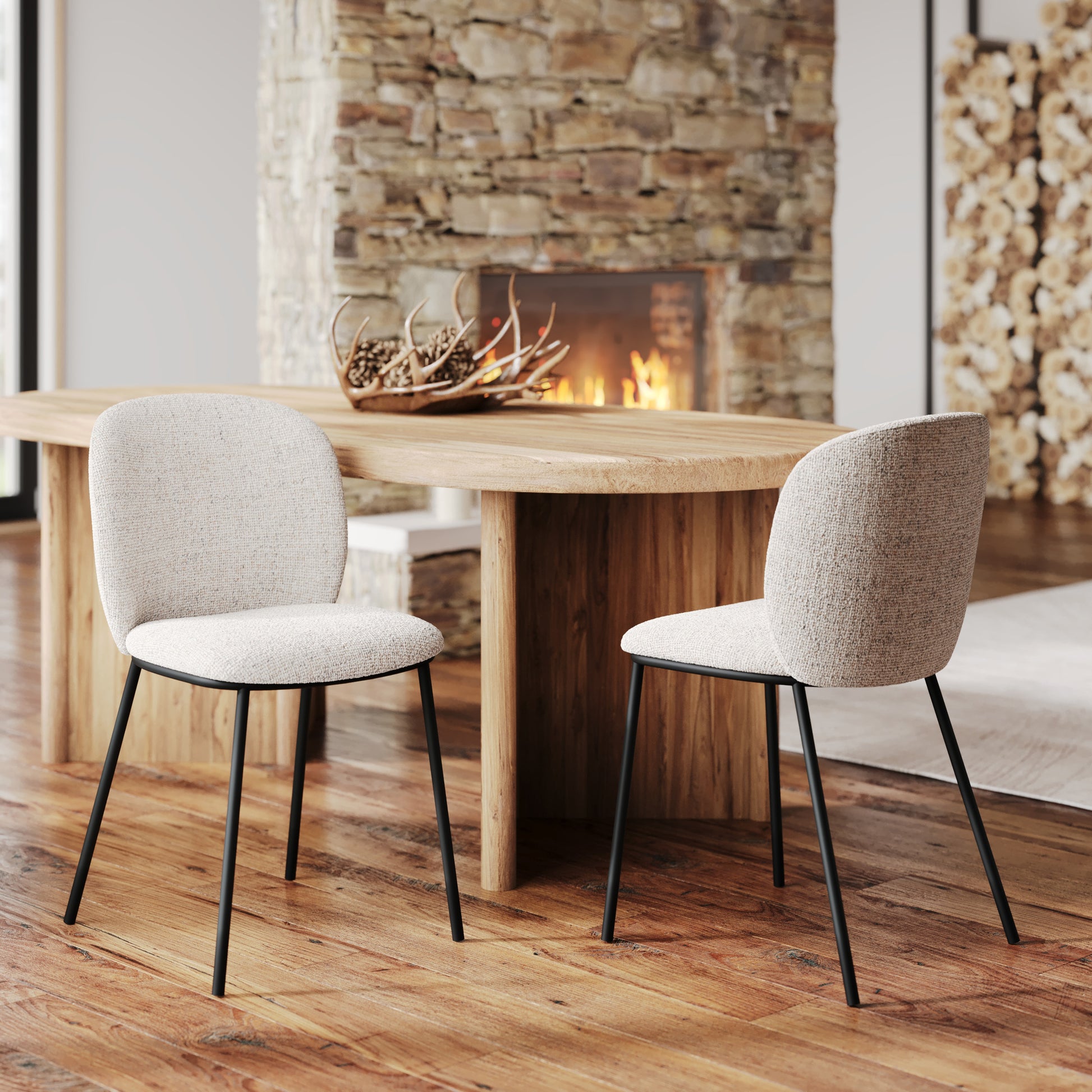 lot de 2 chaises en tissu beige adele