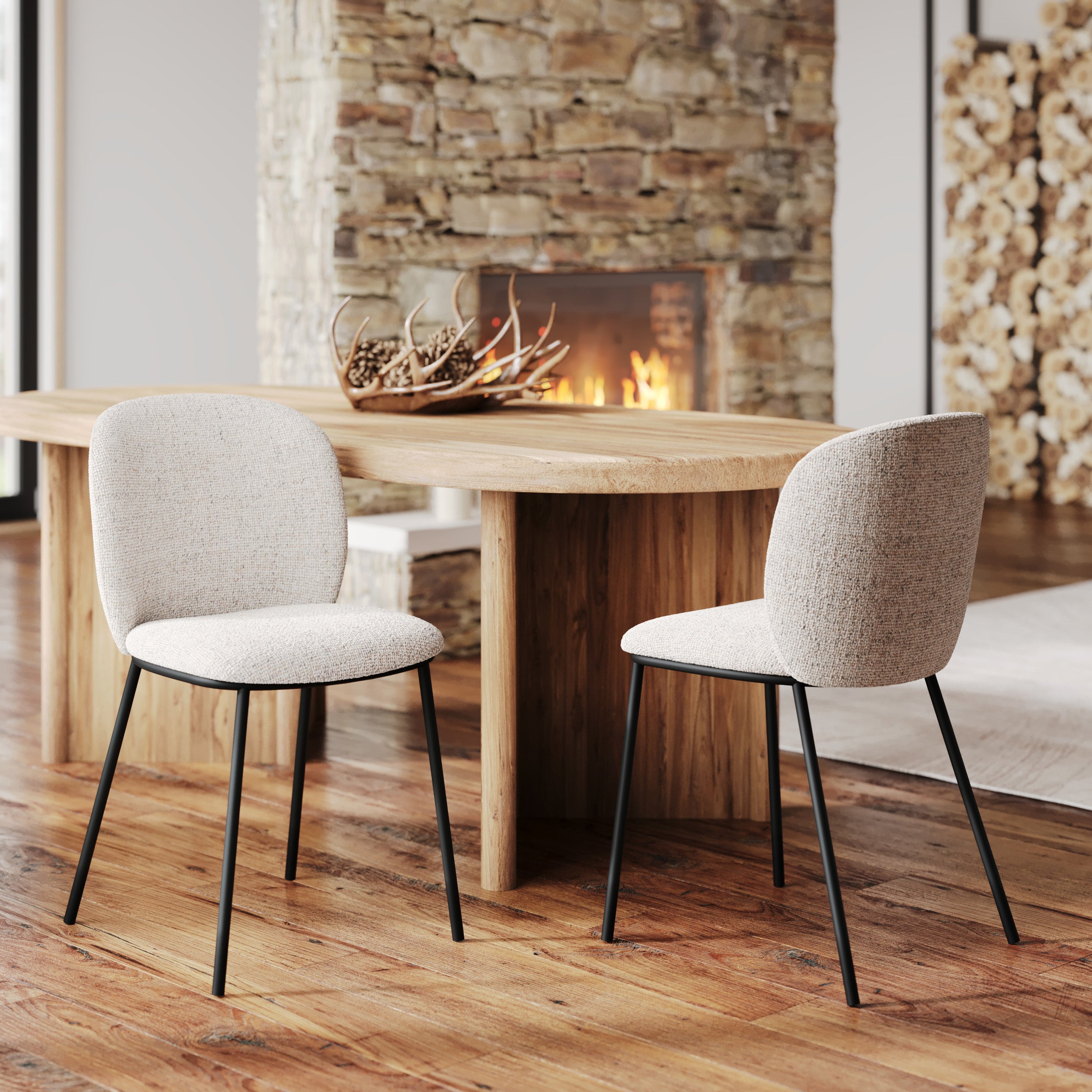 lot de 2 chaises en tissu beige adele