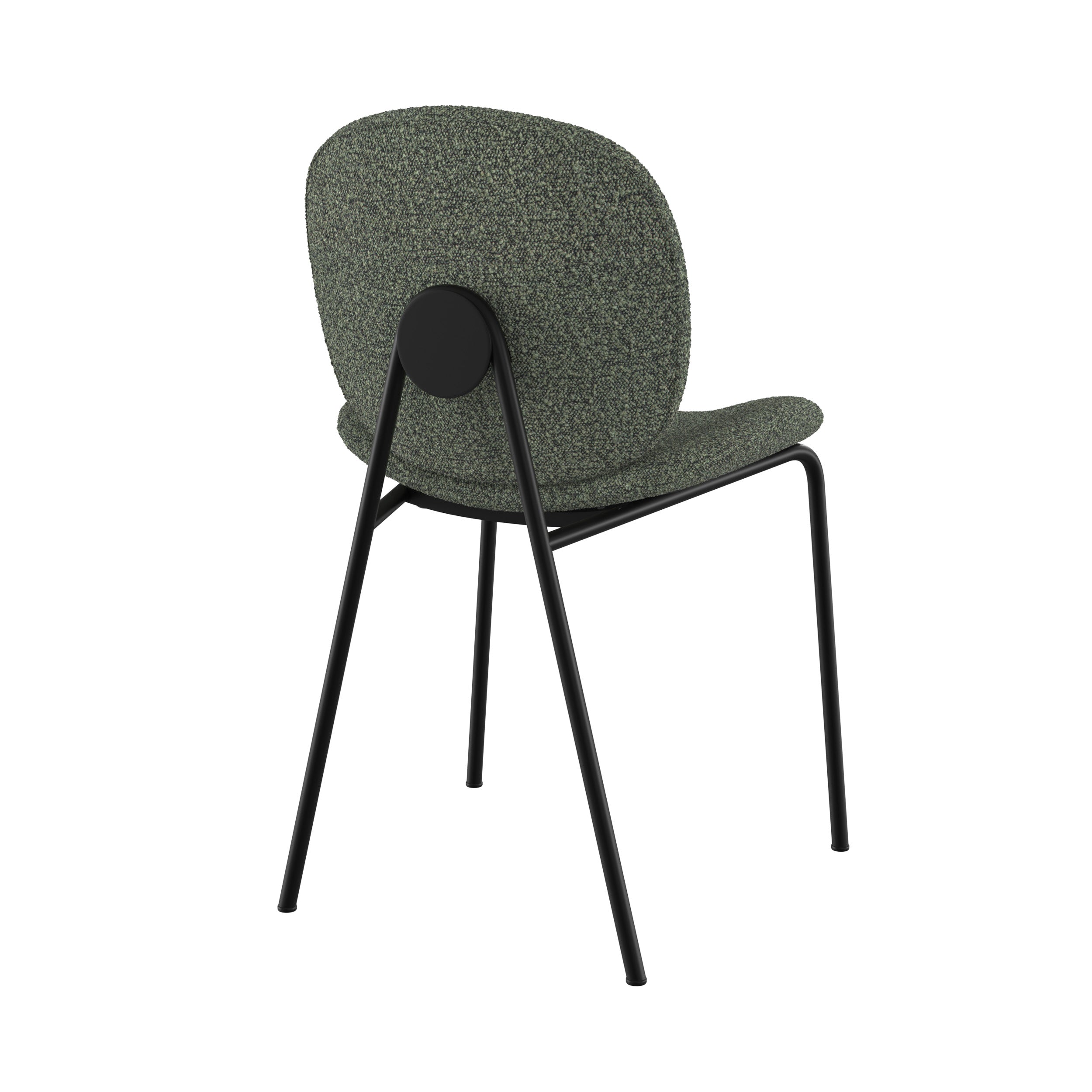 lot de 2 chaises en tissu boucle vert kaki metal noir iris