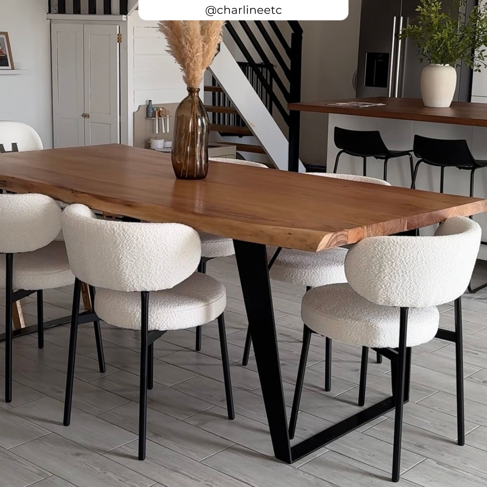 lot de 2 chaises en tissu bouclette_beige maelie