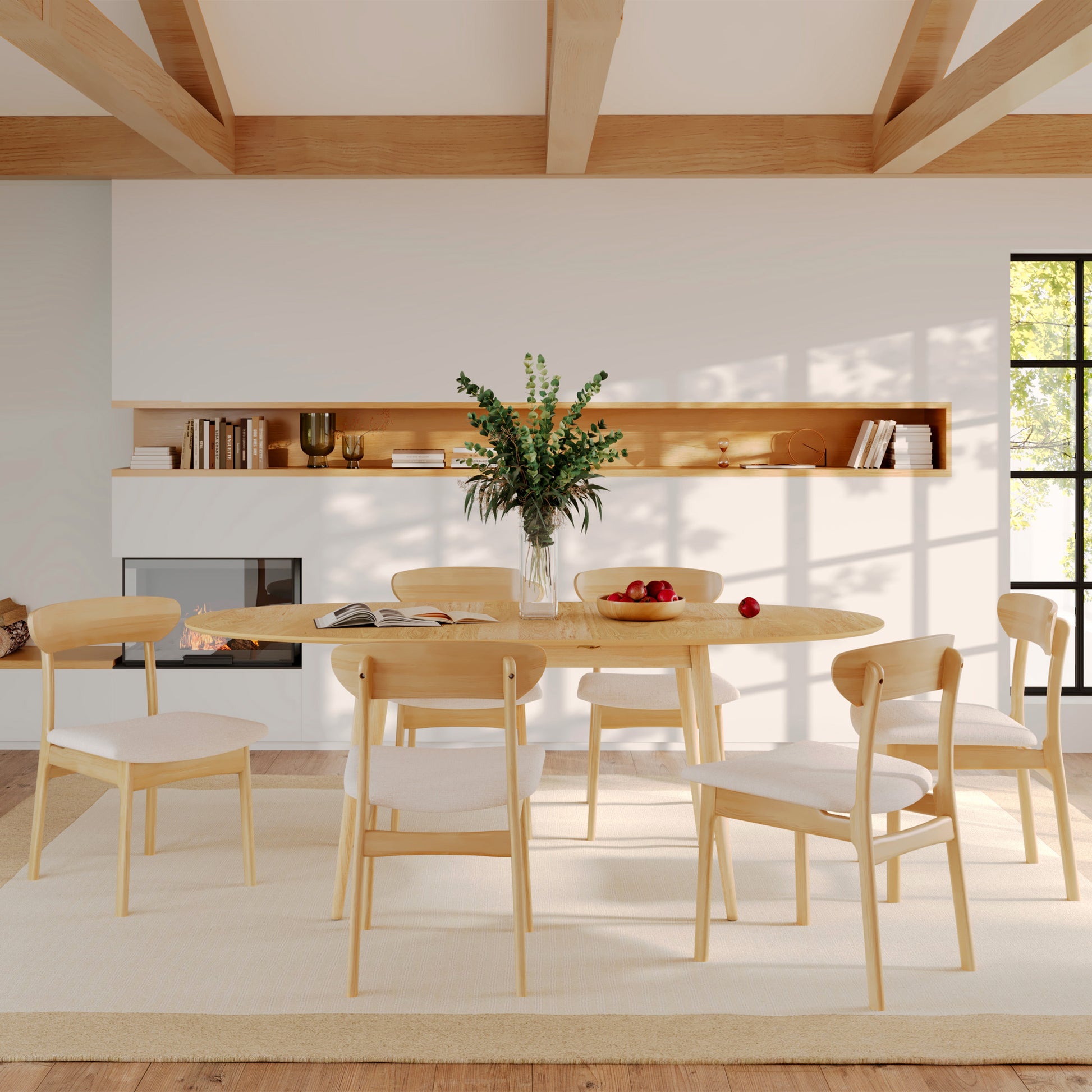 lot de 2 chaises lana en tissu beige et bois clair