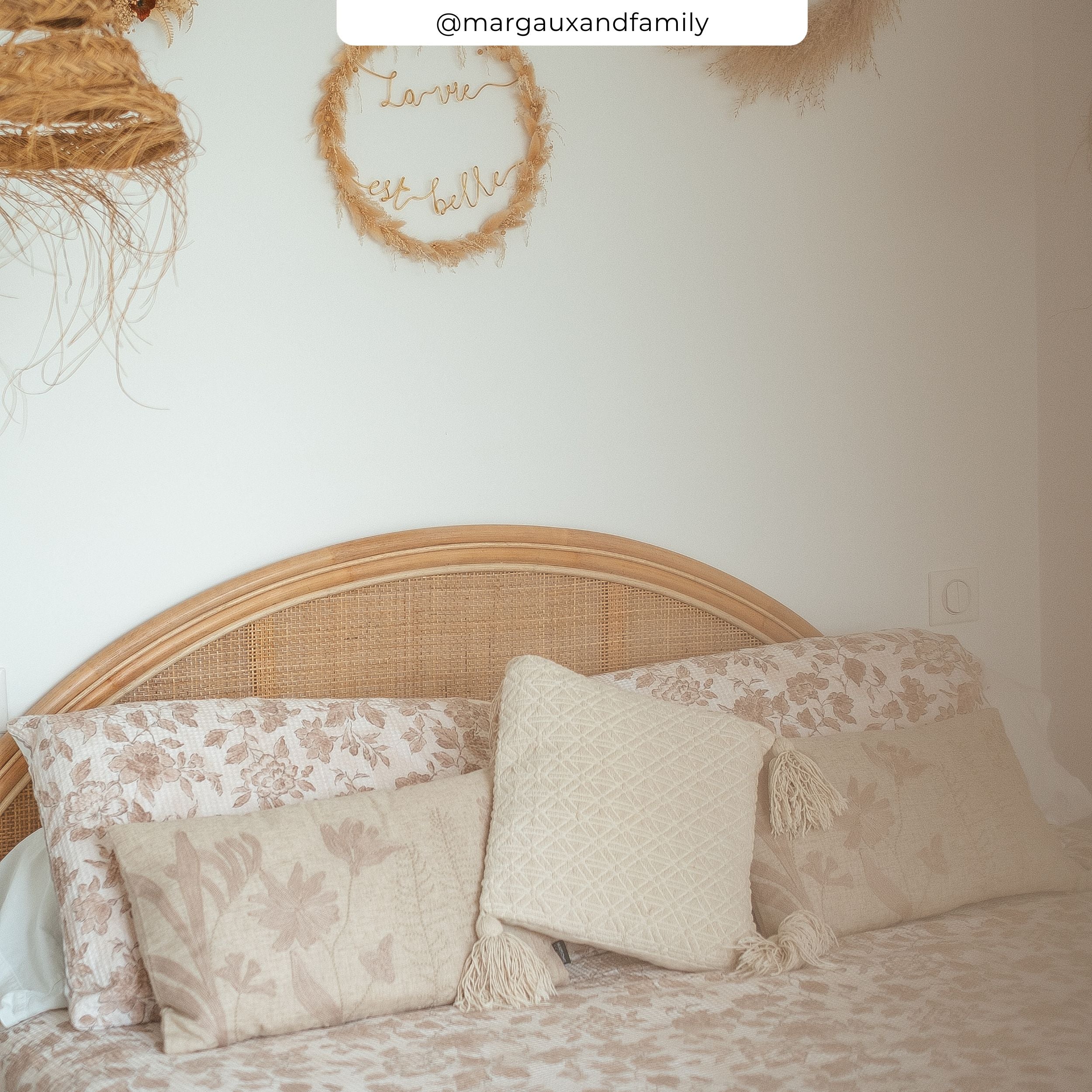 Cabecero de cama Madya en ratán y rejilla 160 cm