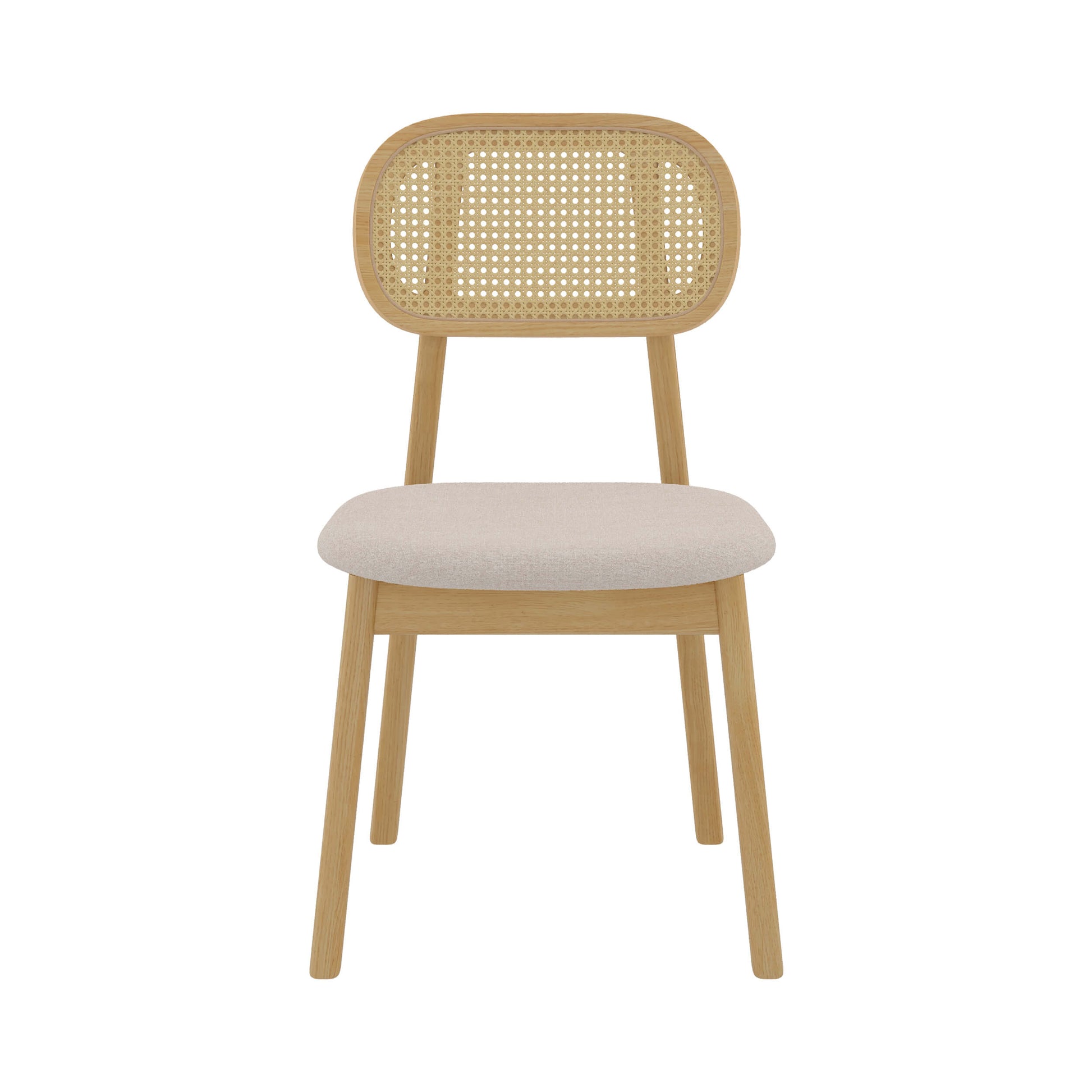 maria chaise en bois clair tissu beige rotin