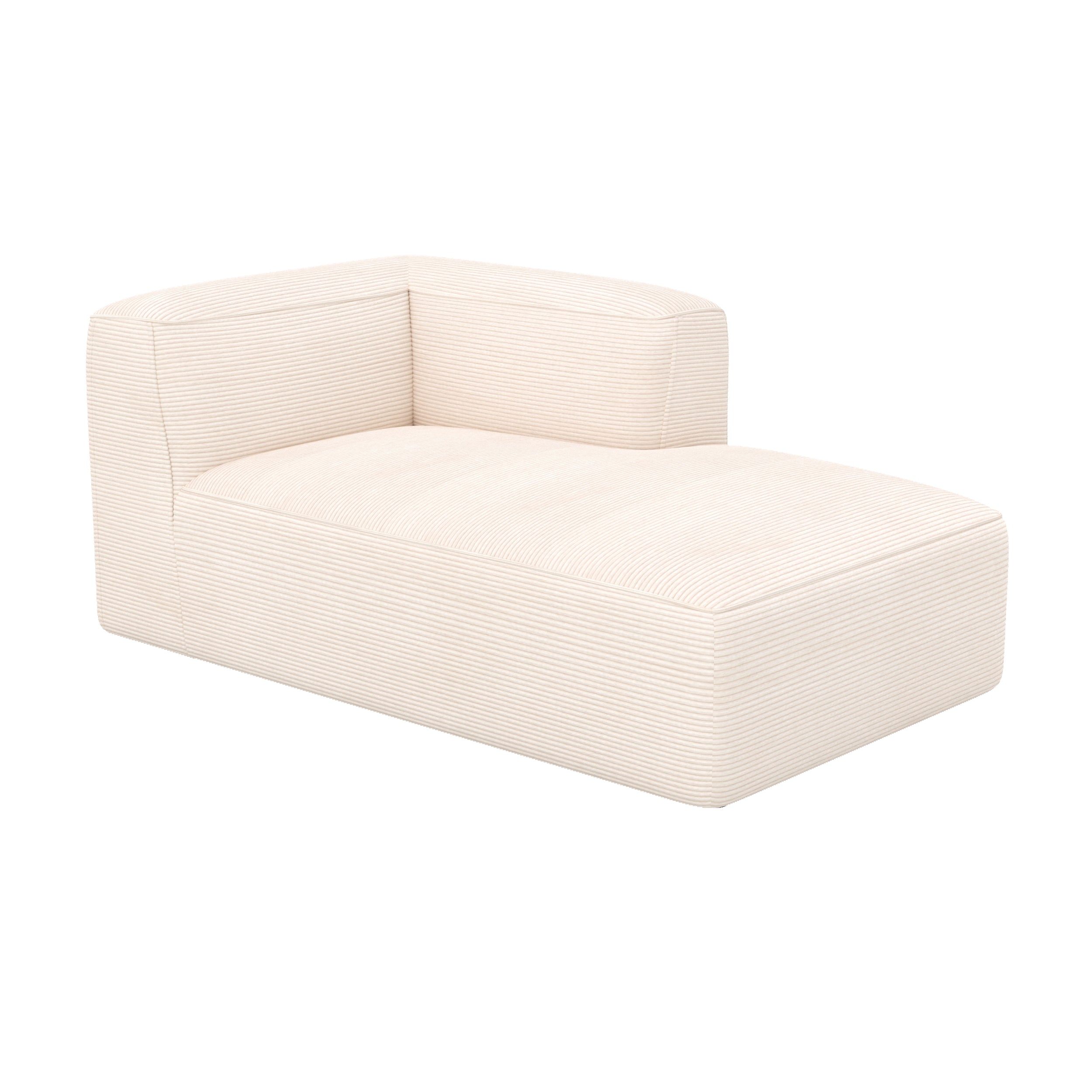 Rechteckige Eckliege Mina für modulares Sofa aus weißem Samt