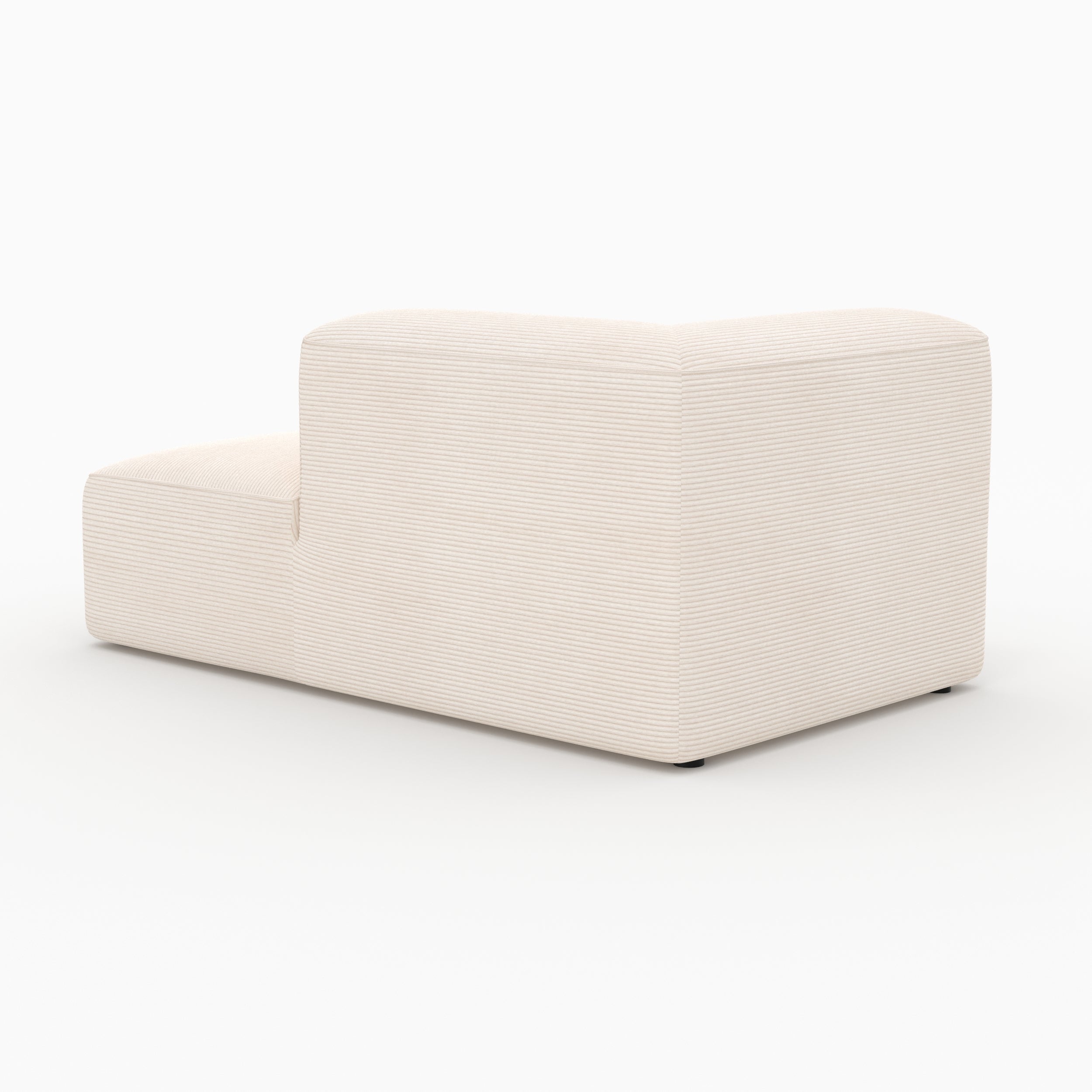 Rechteckige Eckliege Mina für modulares Sofa aus weißem Samt