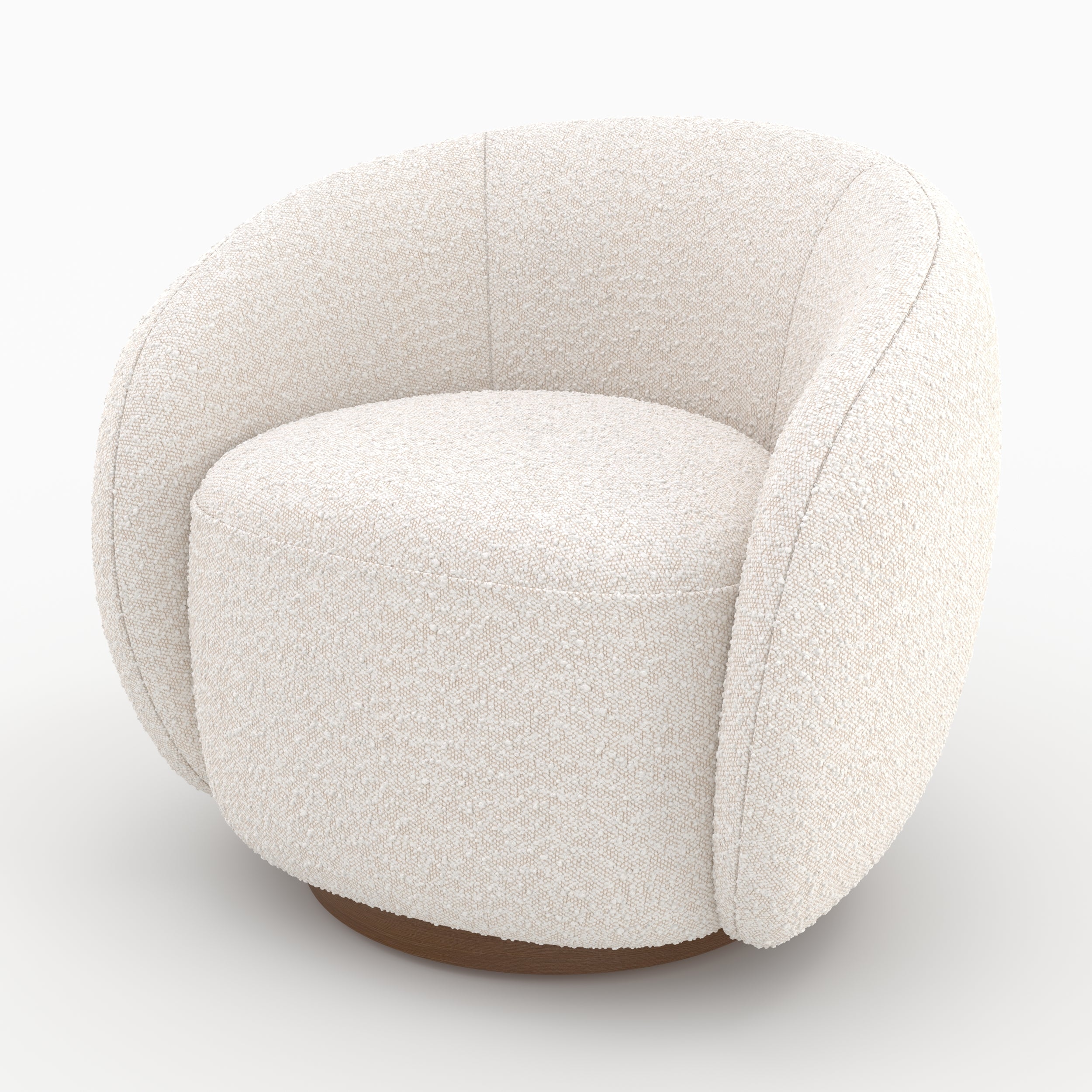 naya fauteuil pivotant blanc tissu boucle confort salon