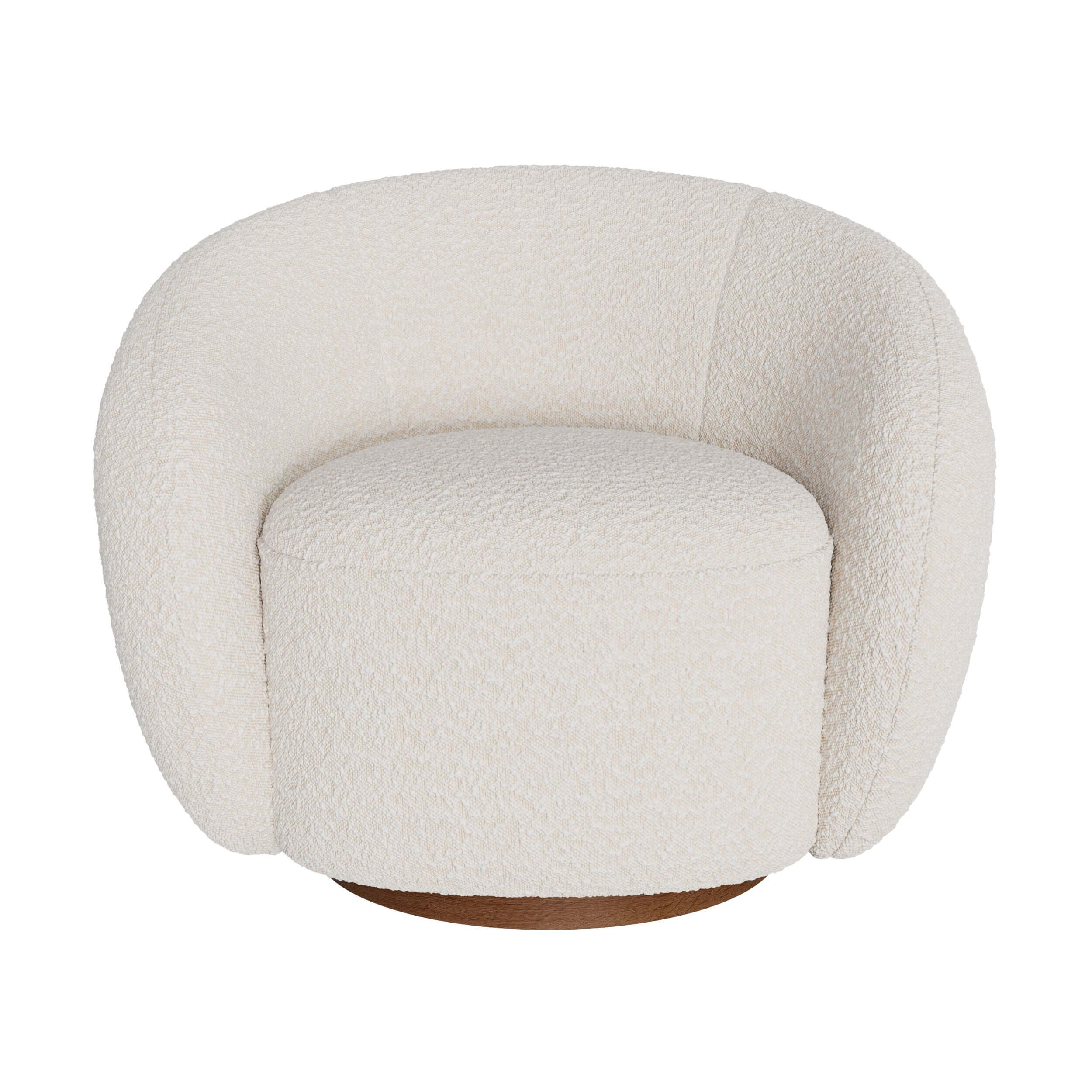 naya fauteuil pivotant confortable en tissu boucle blanc