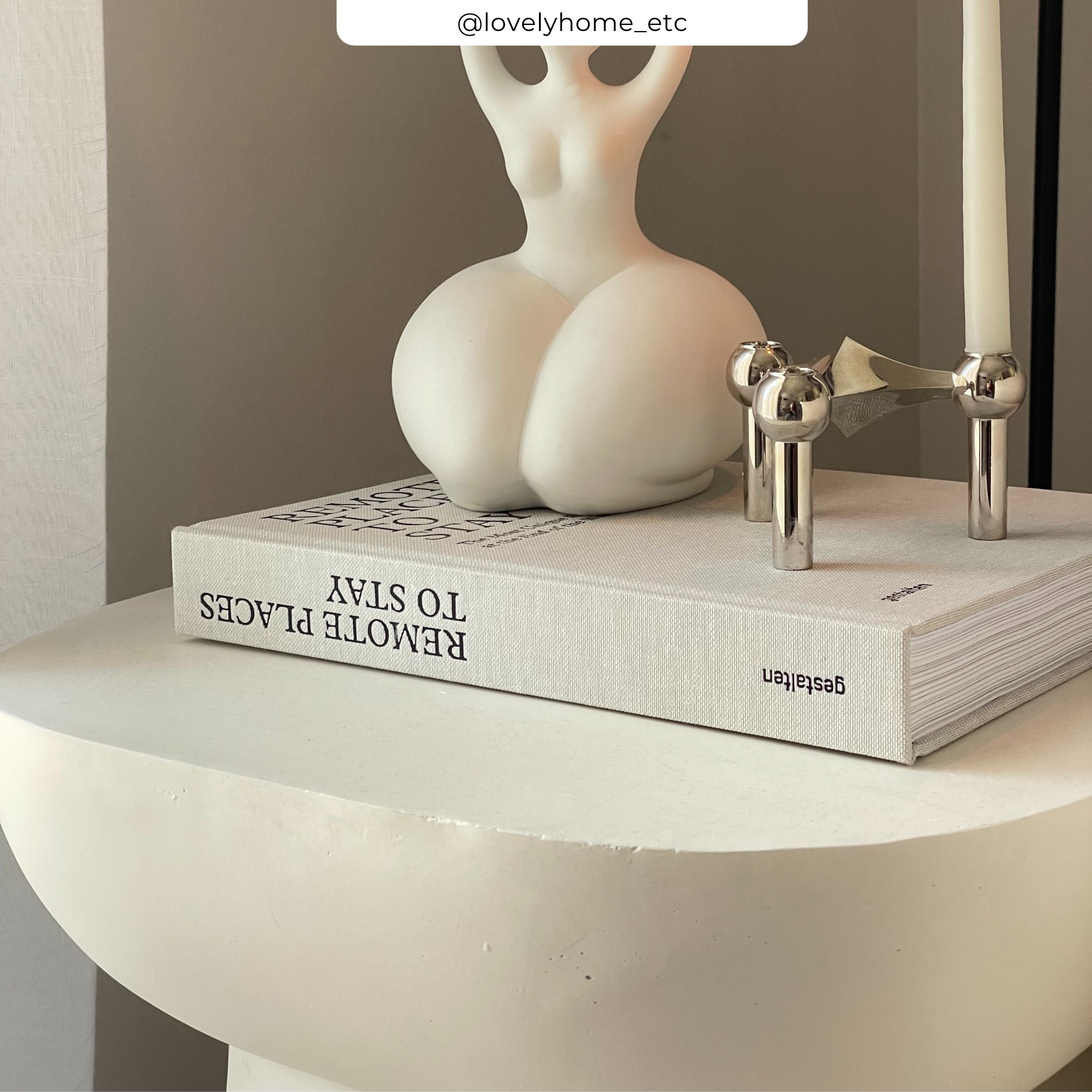 Mesa auxiliar Samui de hormigón blanco