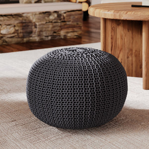 pouf gris fonce tricot elisa
