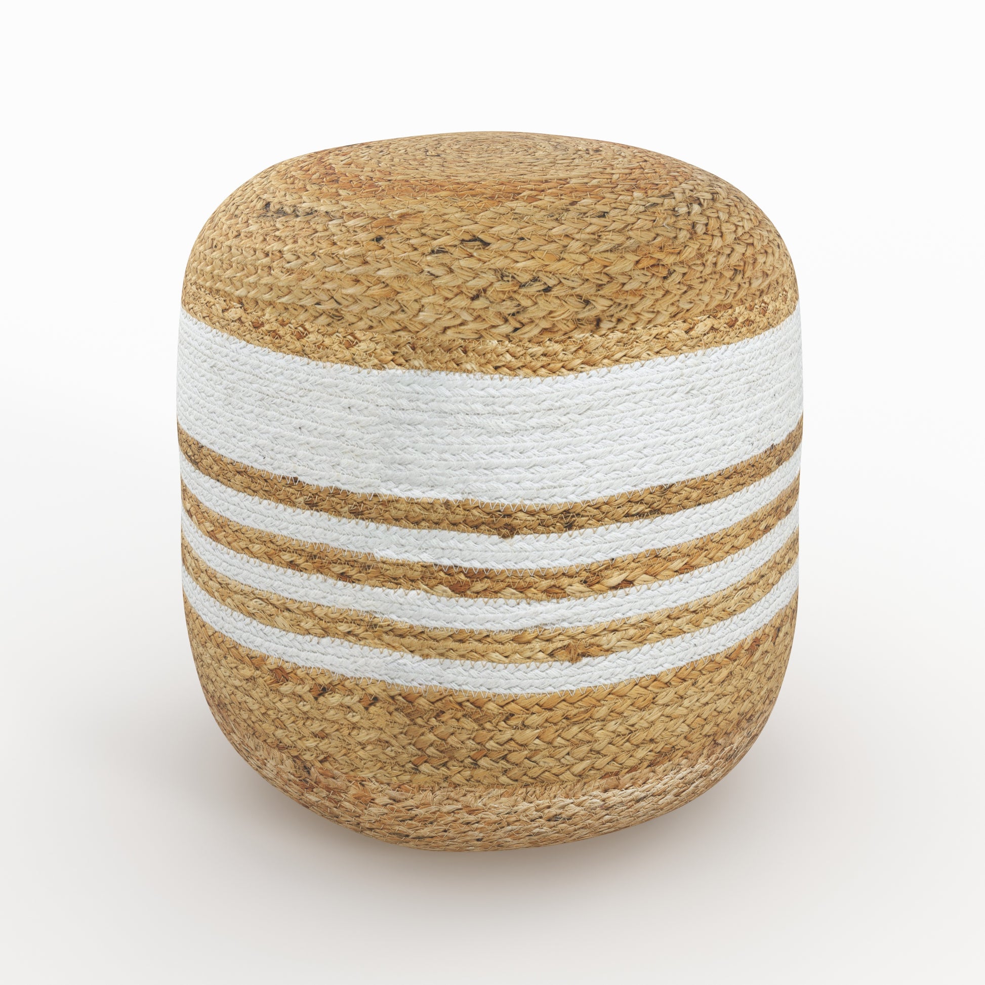 pouf rond en jute et blanc diametre 40 cm billy