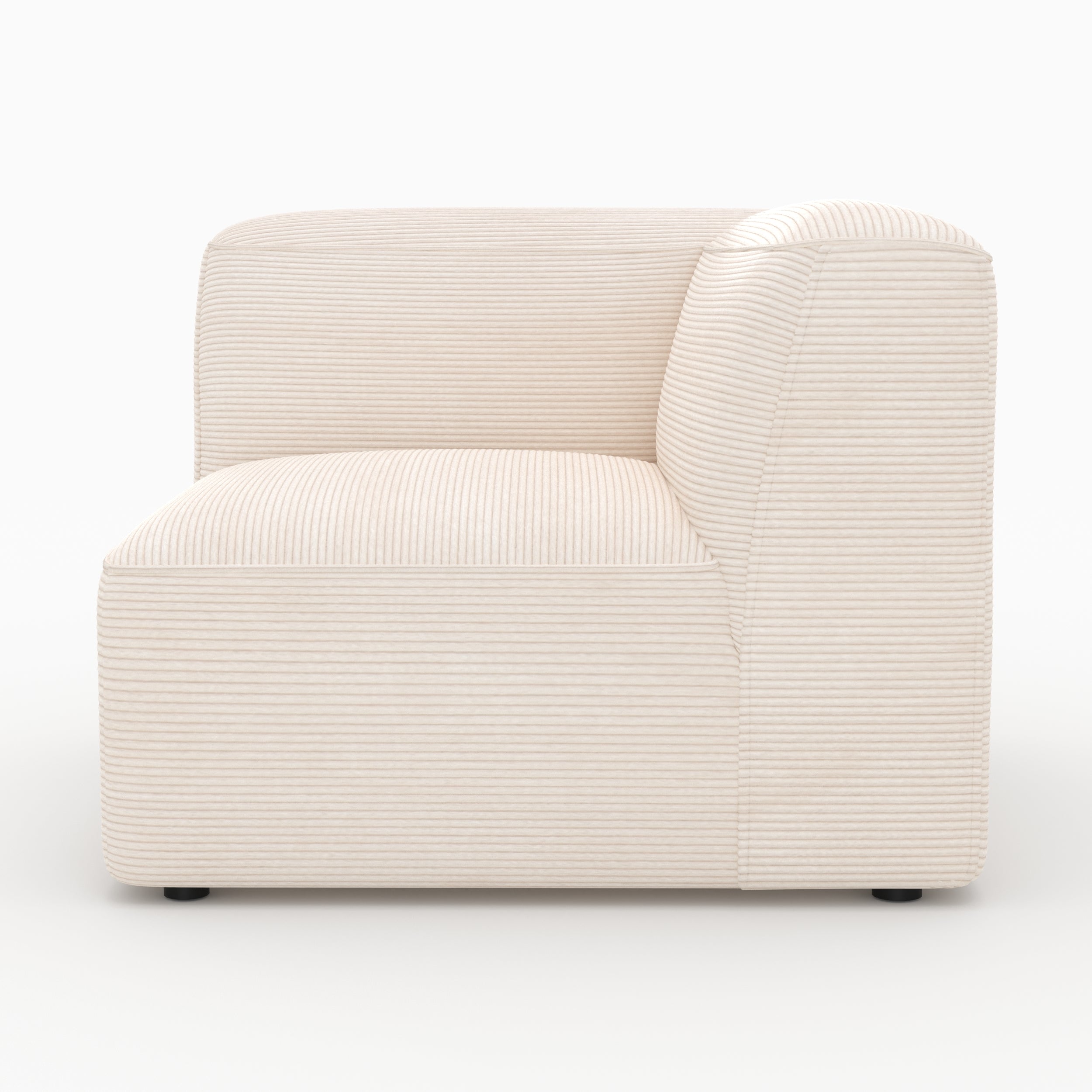 Linke Ecke Mina für modulare Couch aus cremefarbenem Velvet