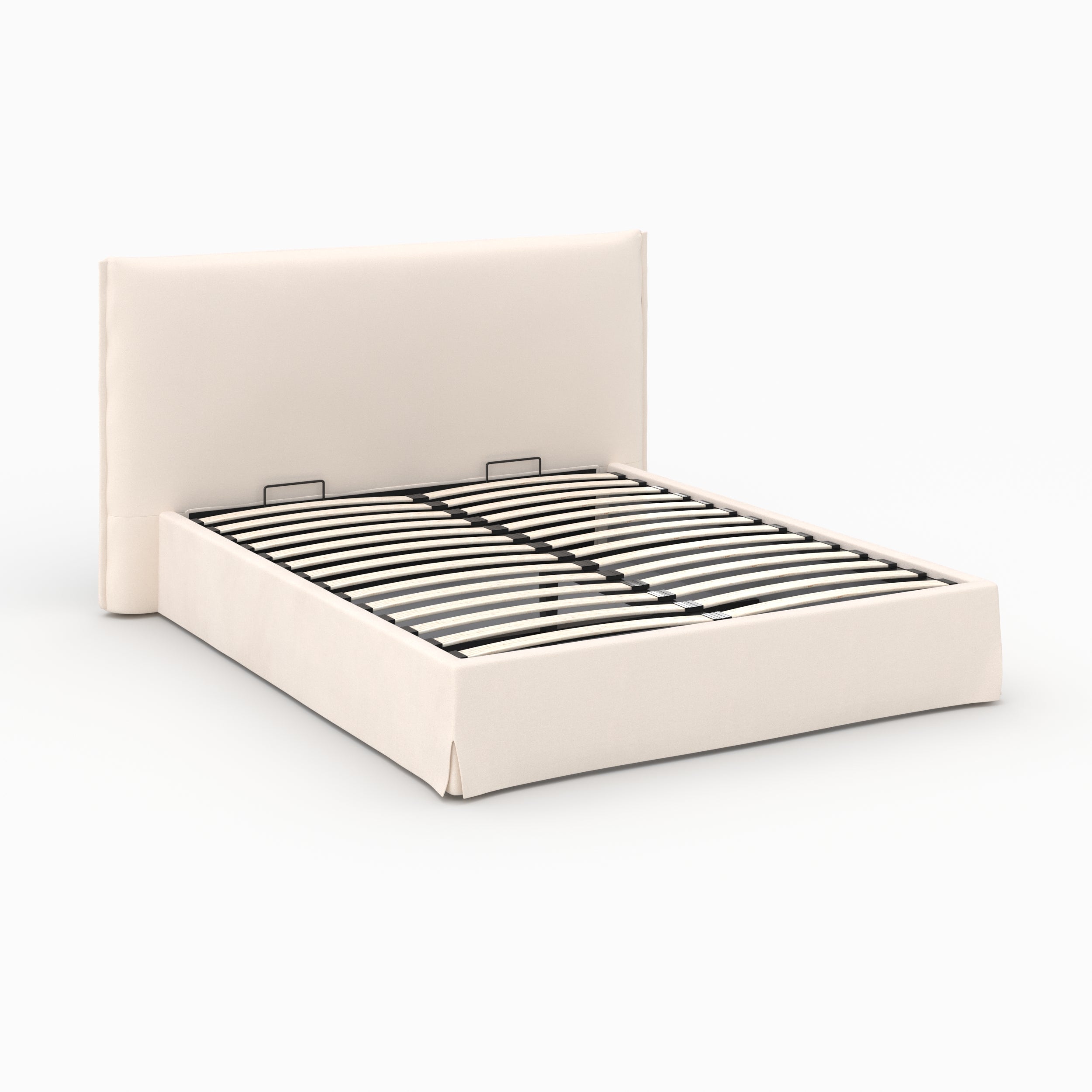Lit coffre 160x200 cm Safia en tissu blanc déhoussable