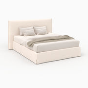 Lit coffre 160x200 cm Safia en tissu blanc déhoussable