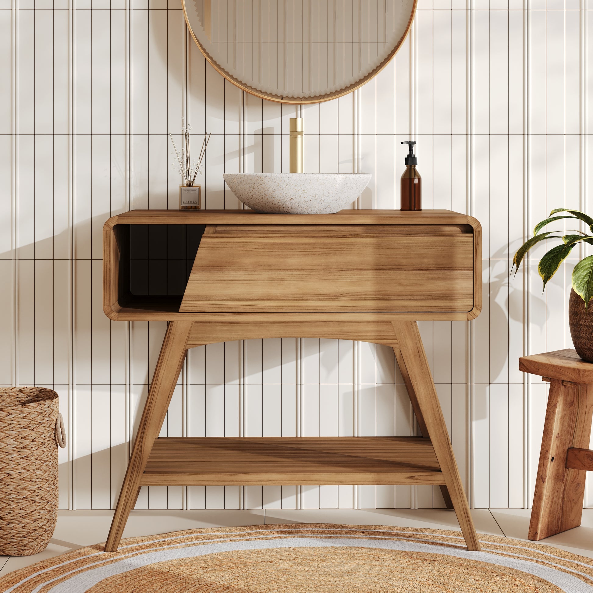 salle de bain meuble en bois kafa 90 cm