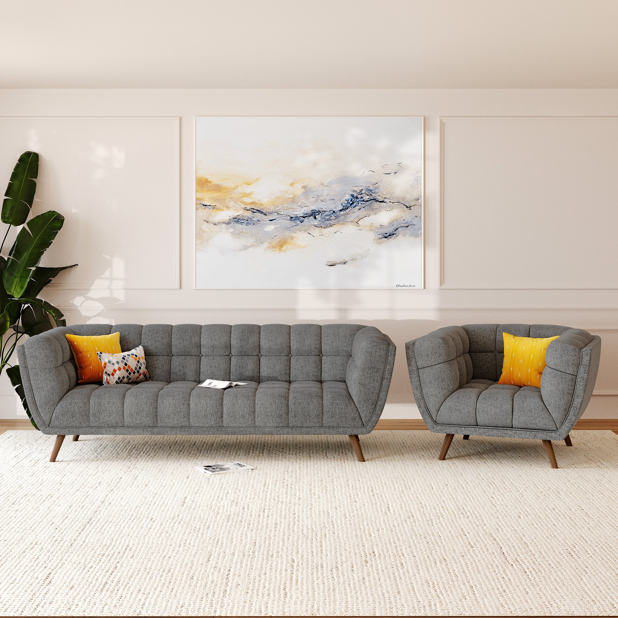 salon canape fauteuil tissu gris carmen