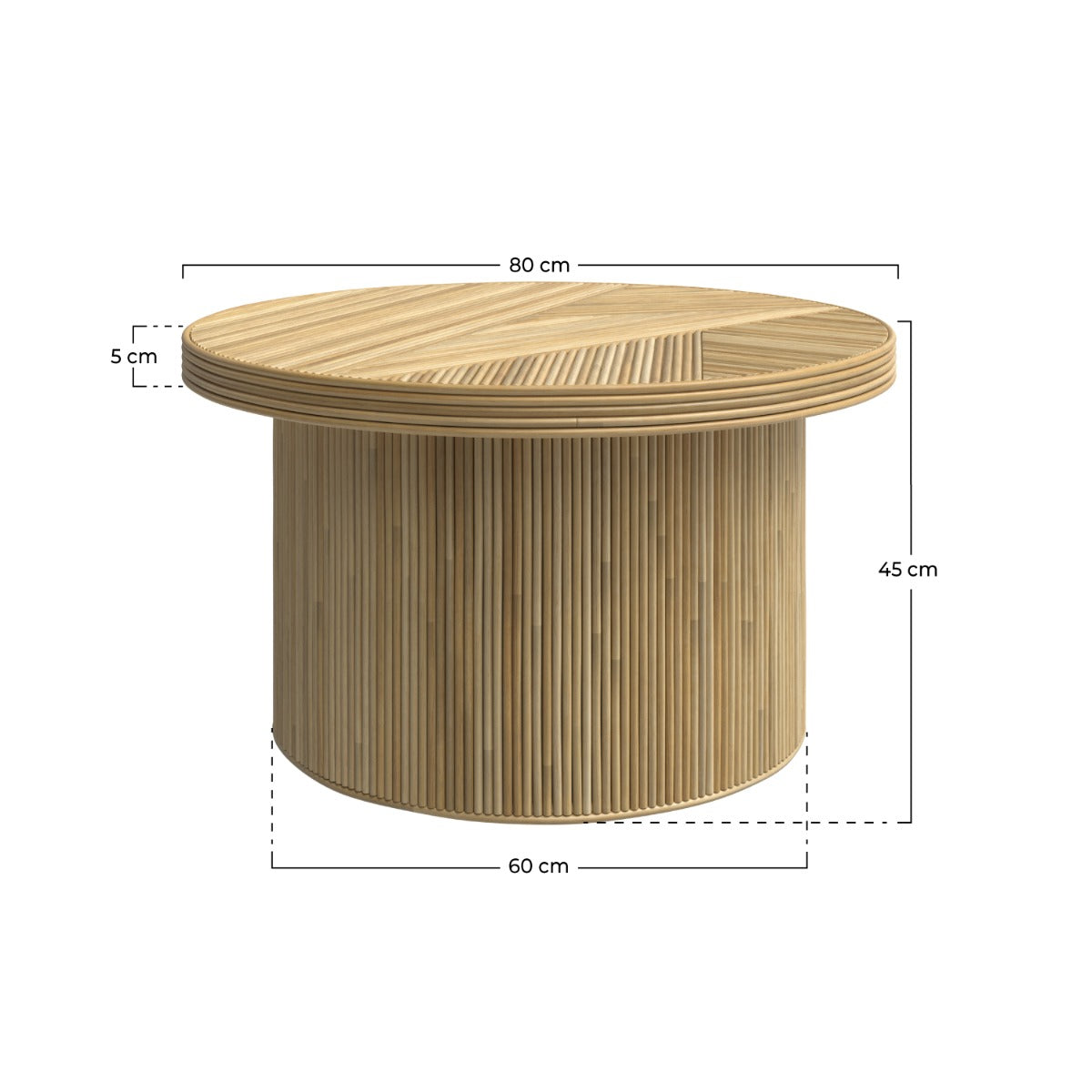 table basse ronde 80 cm en rotin naturel helene