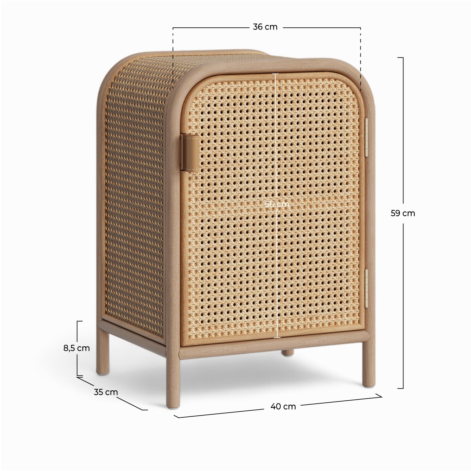 table de chevet bois cannage alata porte