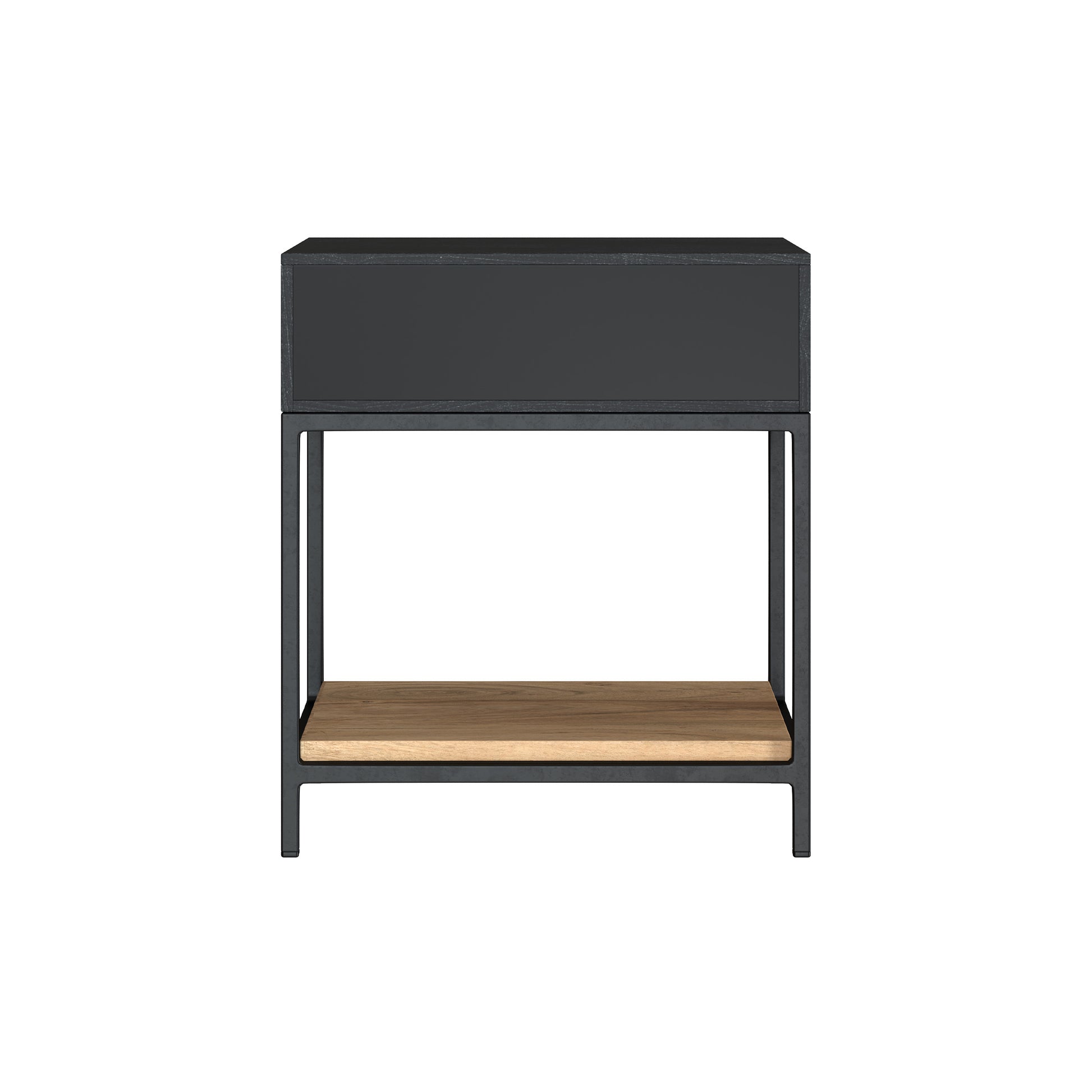 table de chevet jackson 1 tiroir bois acacia pieds metal noir