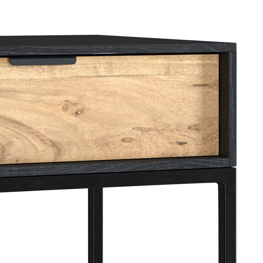 table de chevet jackson pieds metal noir bois acacia 1 tiroir
