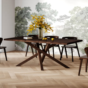 table en bois hevea fonce massif 8 places
