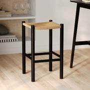 tabouret bois noir osier kaia 65 cm