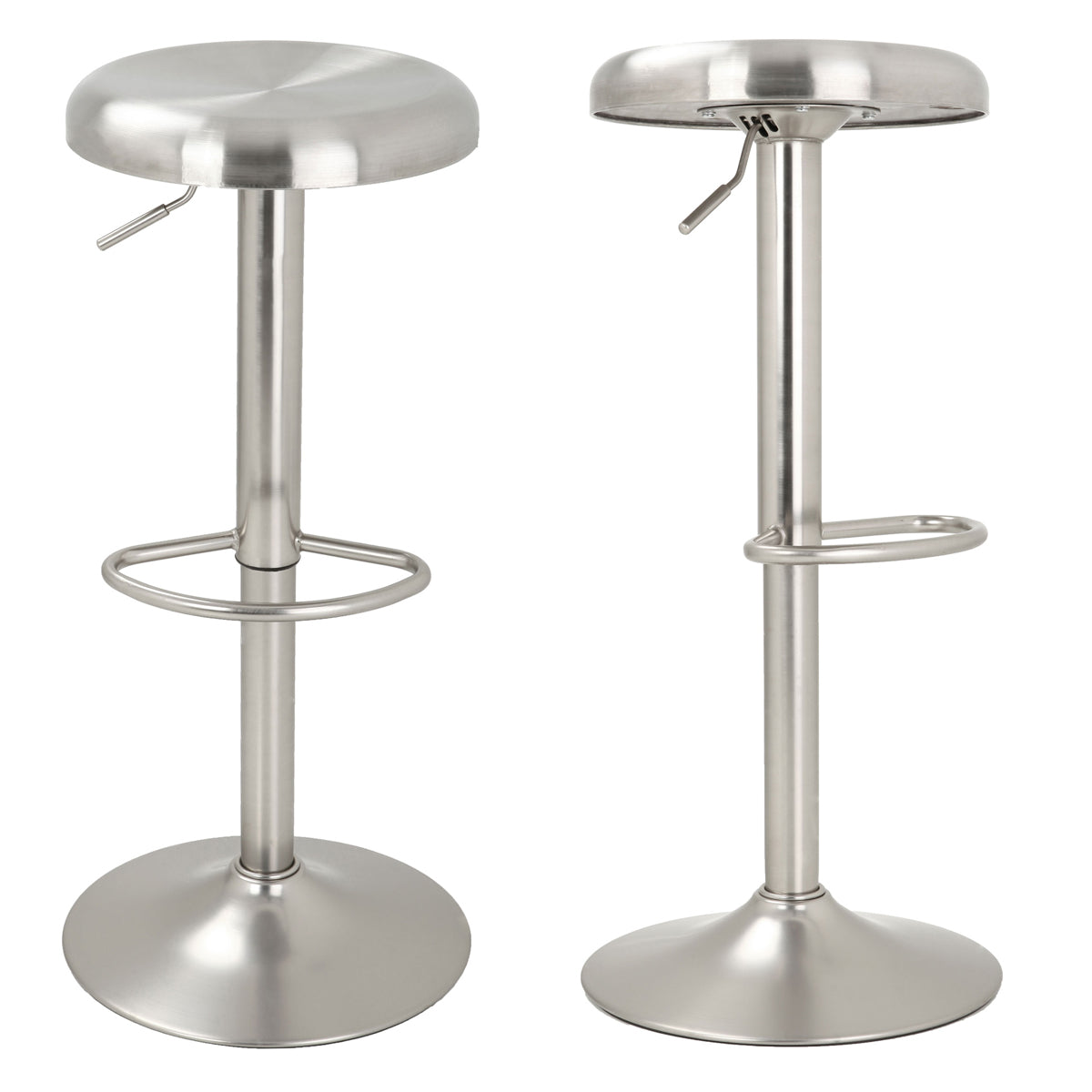 tabouret de bar silver en metal et reglable lot de 2
