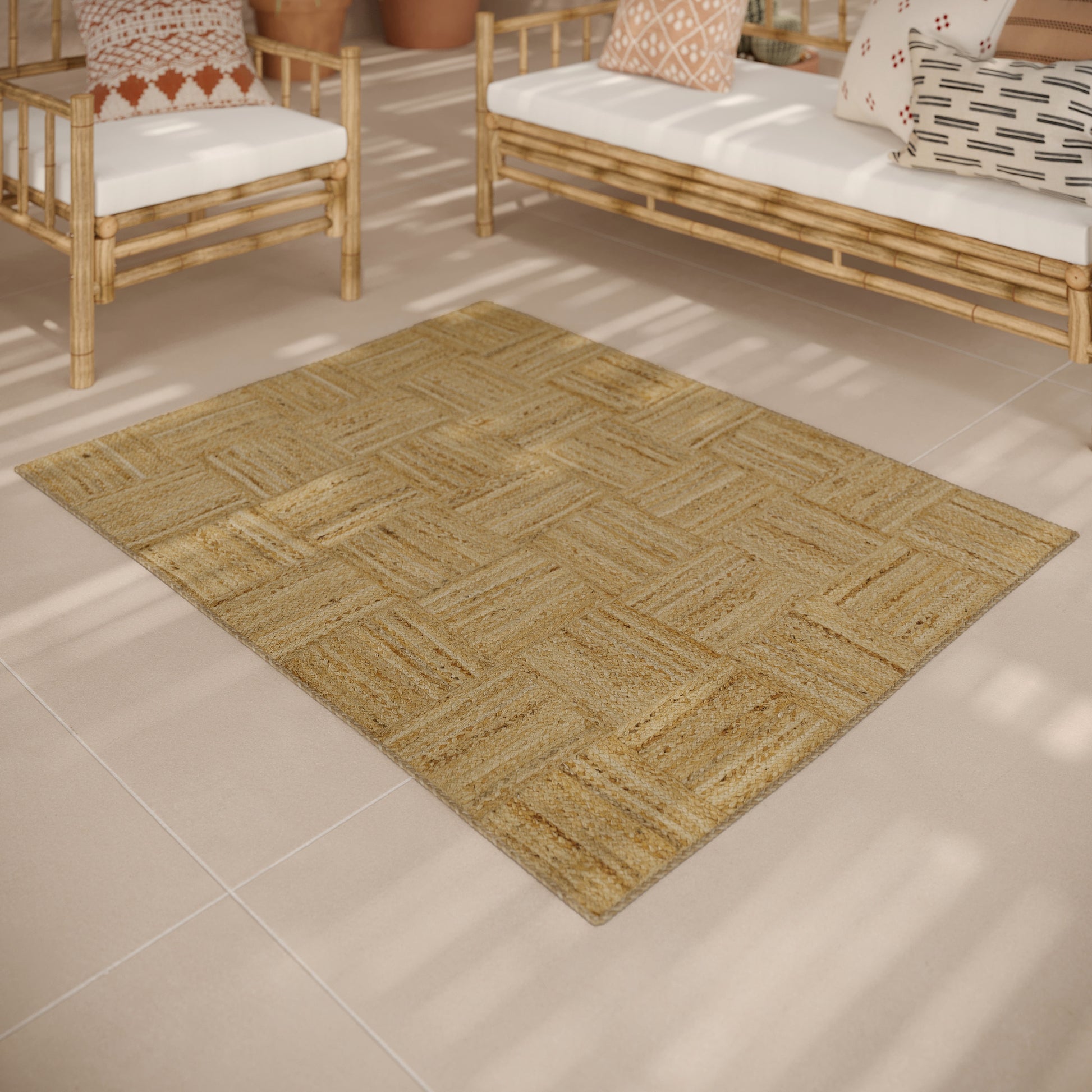 tapis en jute matiere naturelle kara 120 x 150 cm
