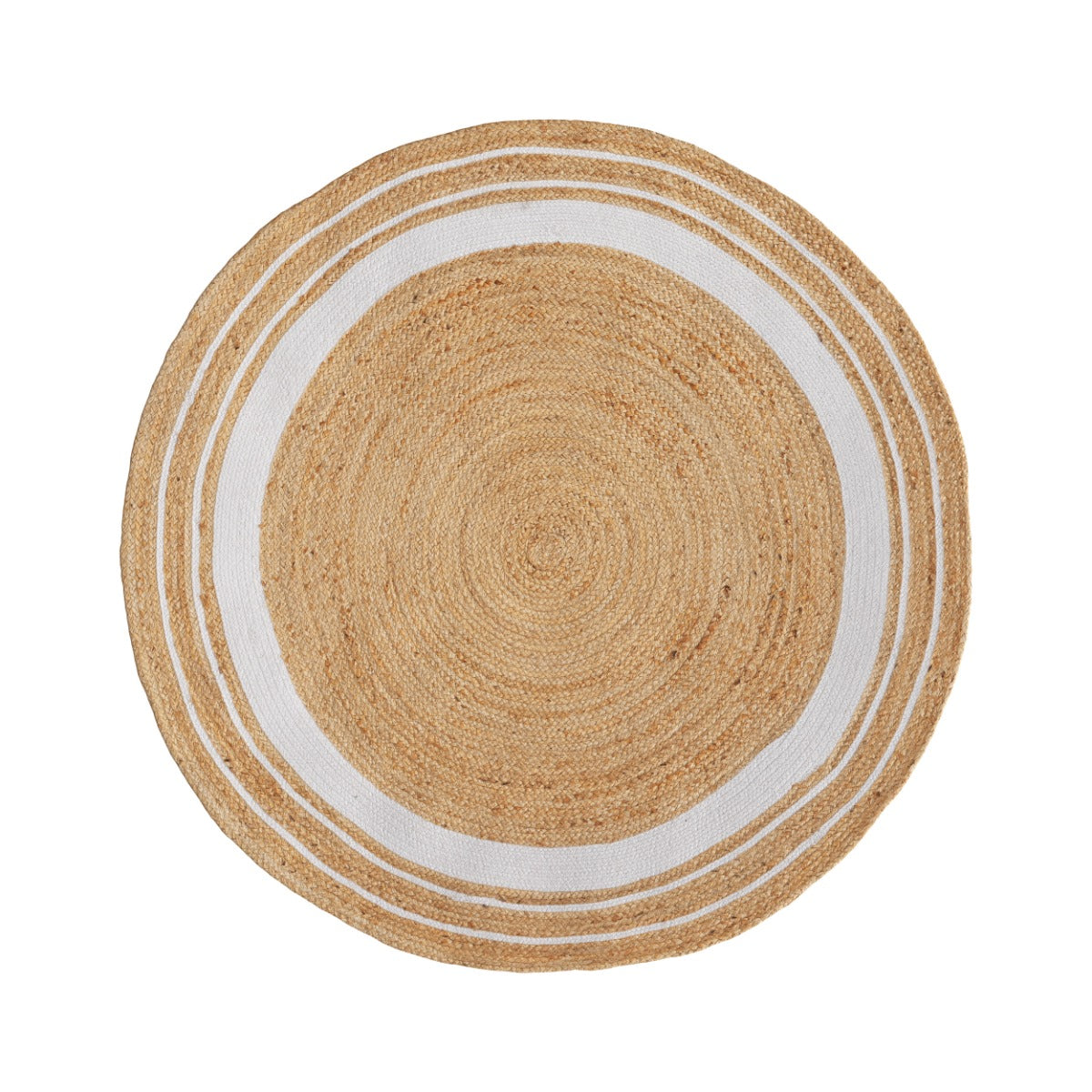 tapis rond anais en jute naturel avec bordure blanche d 150 cm