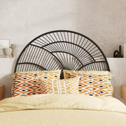 tete de lit rotin noir arrondie 140 cm selene