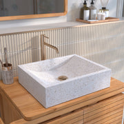 vasque terrazzo rectangulaire blanche mouchetee