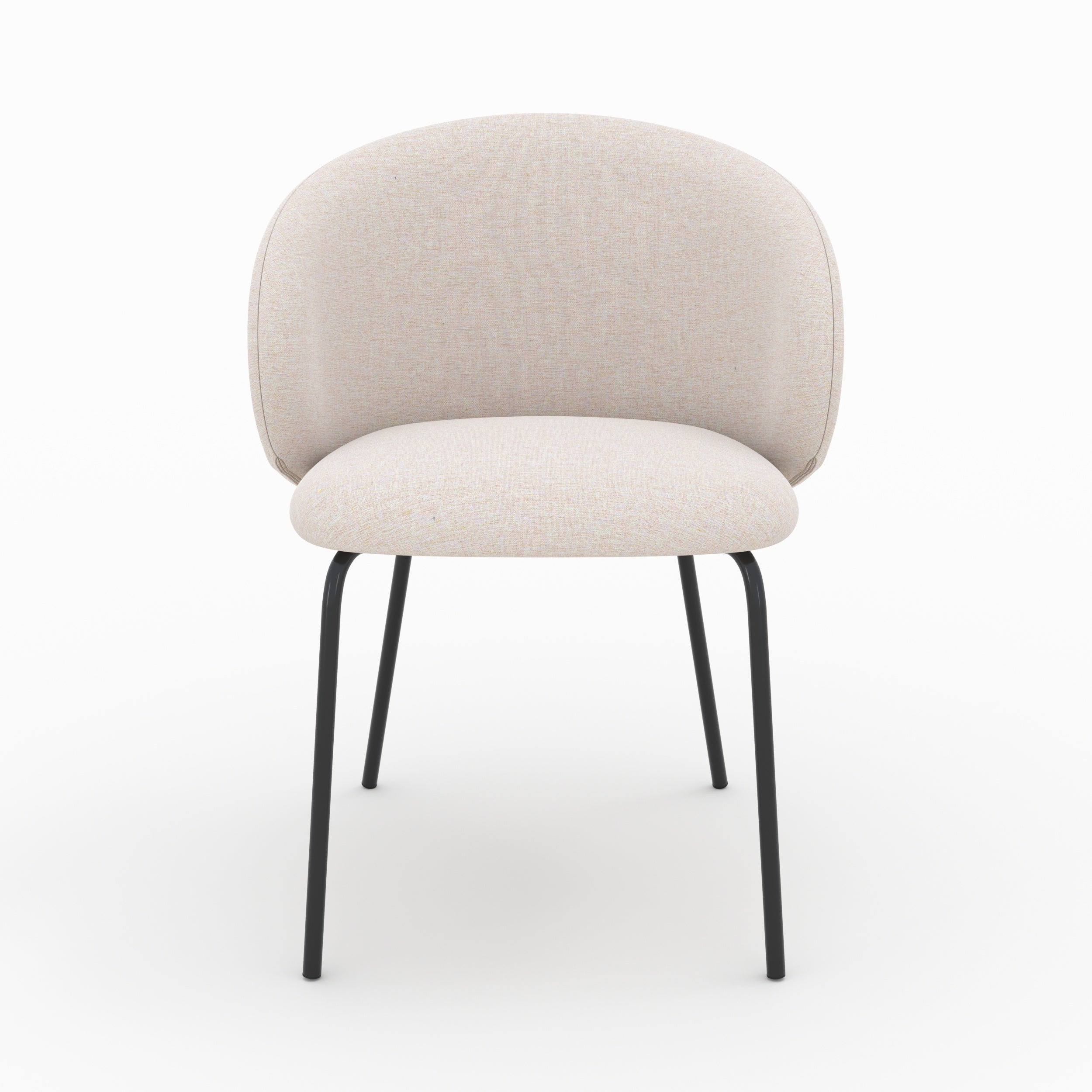 vcitoria chaise en tissu beige et pieds metal noir lot de 2