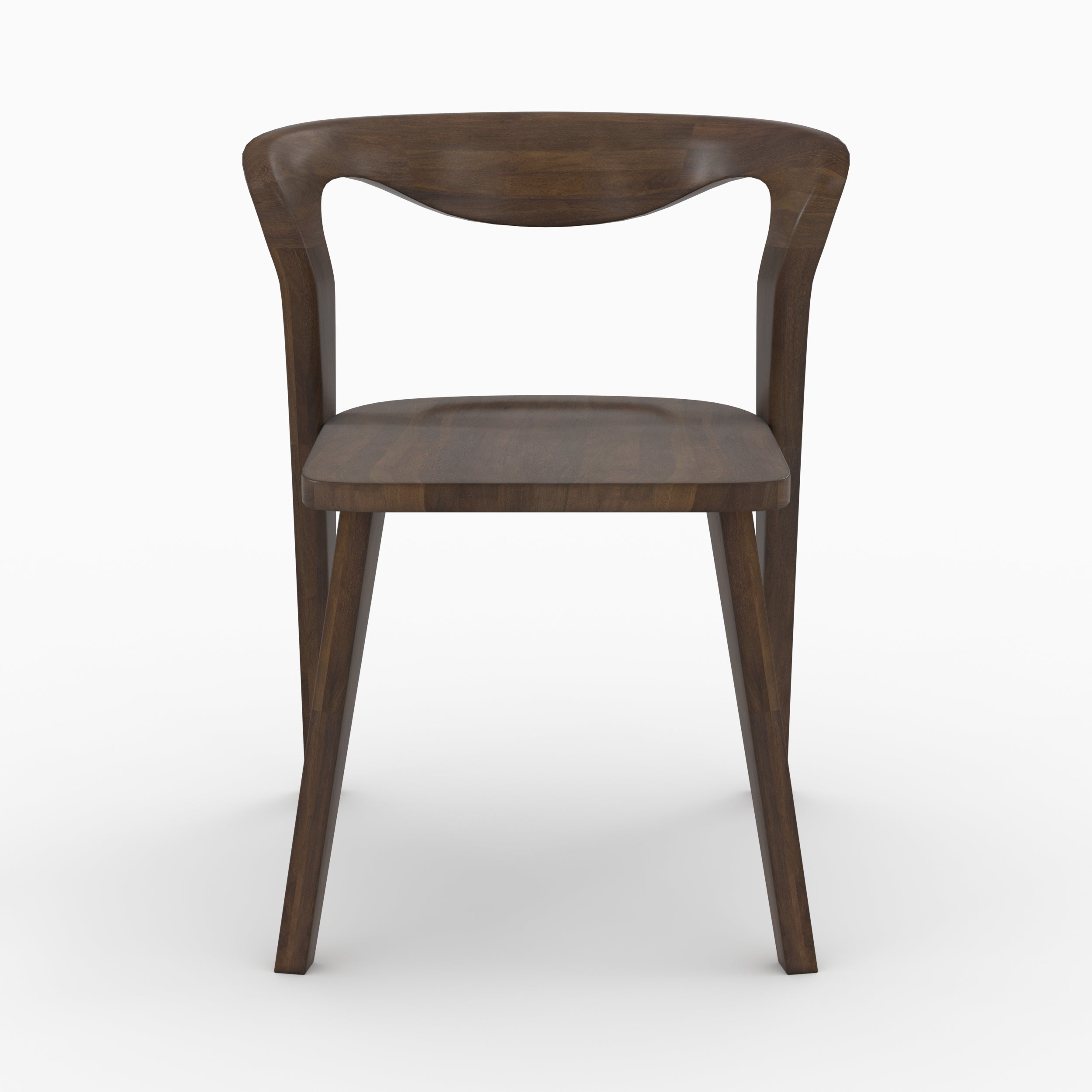vega chaise en bois hevea fonce dossier asymetrique