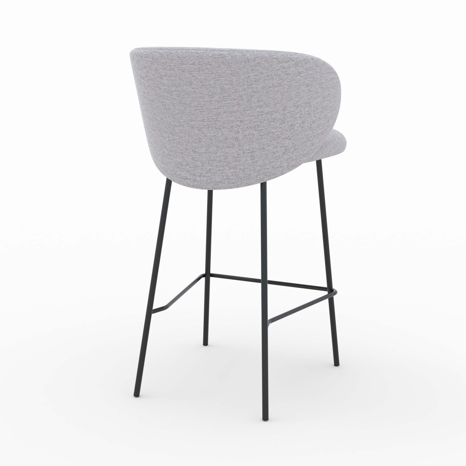 victoria chaise pour ilot central en tissu gris clair 65 cm pieds noirs lot de 2