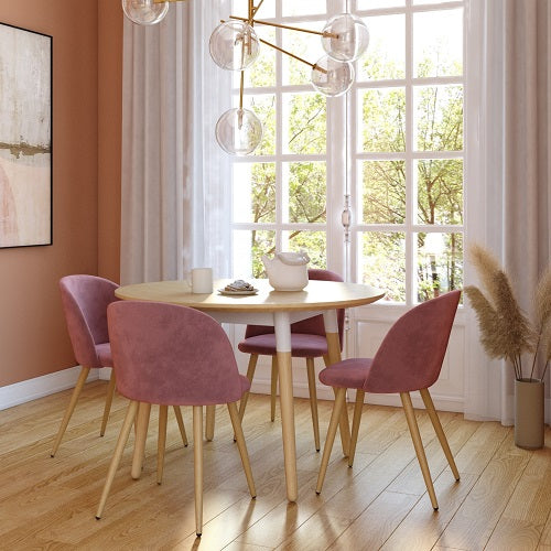 Silla de comedor de terciopelo rosa