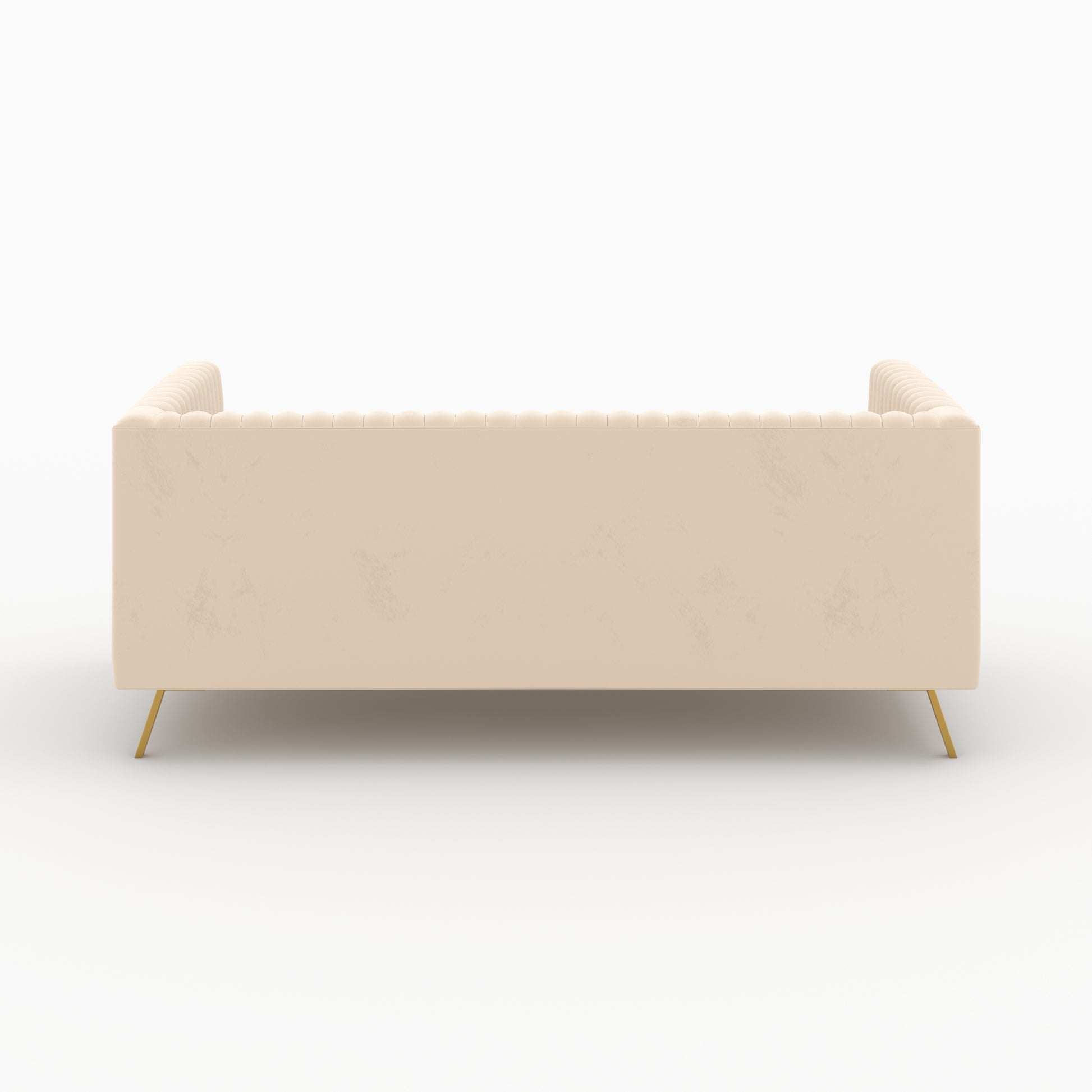 2 canapes en velours beige 5 places gatsby pieds dores