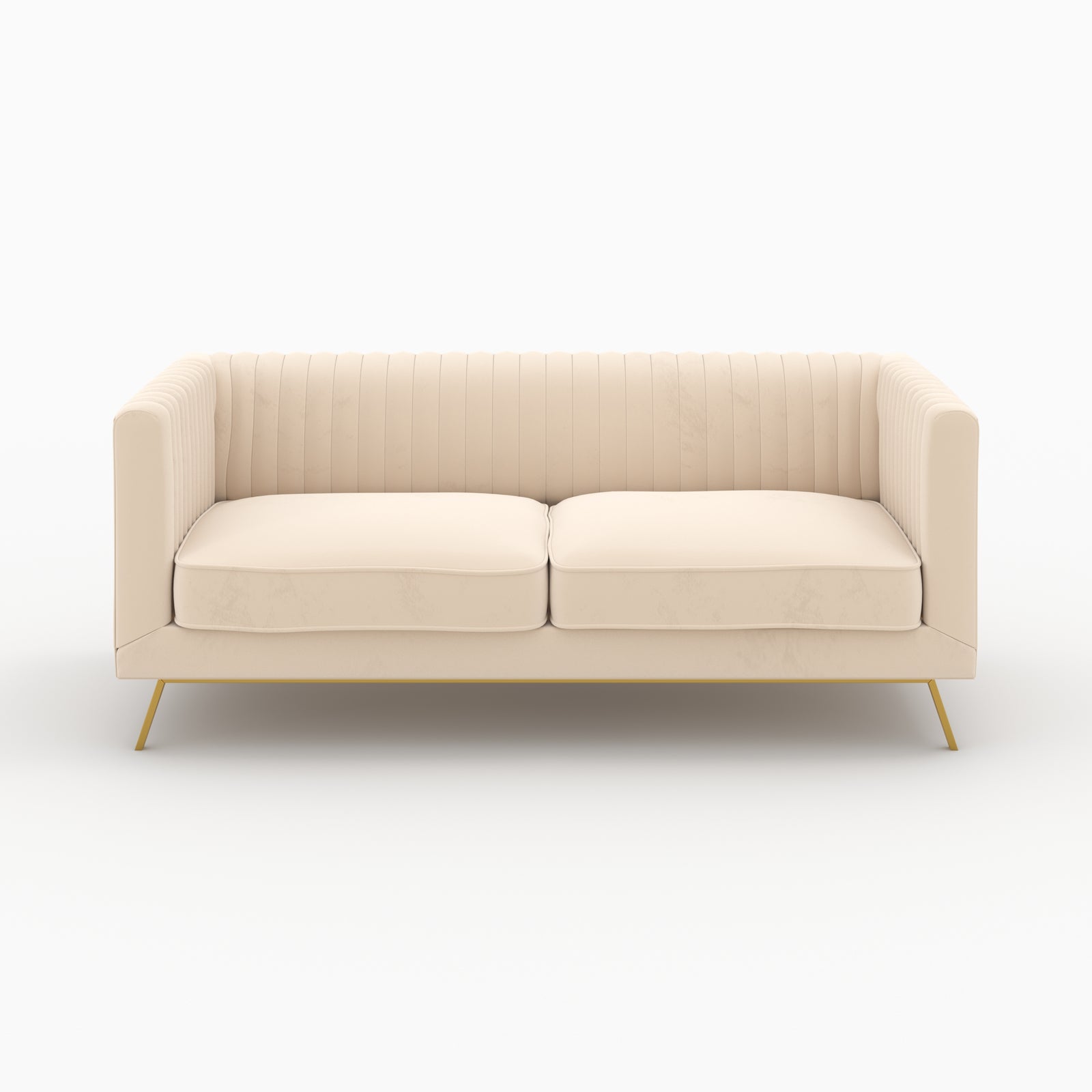 2 canapes en velours beige 5 places gatsby