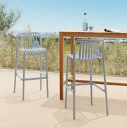 Lot de 2 chaises de bar de jardin Duli 76 cm en plastique bleu pastel