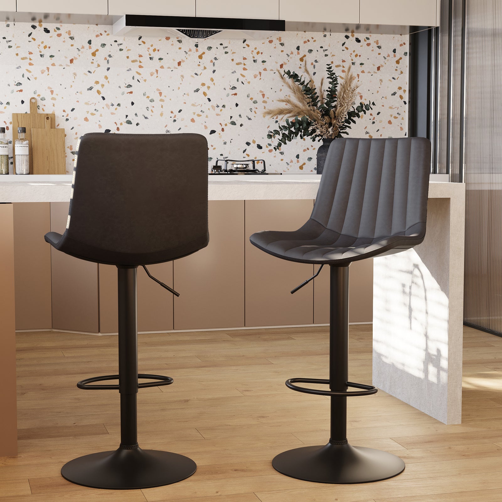 2 chaises de bar gris fonce killi 62