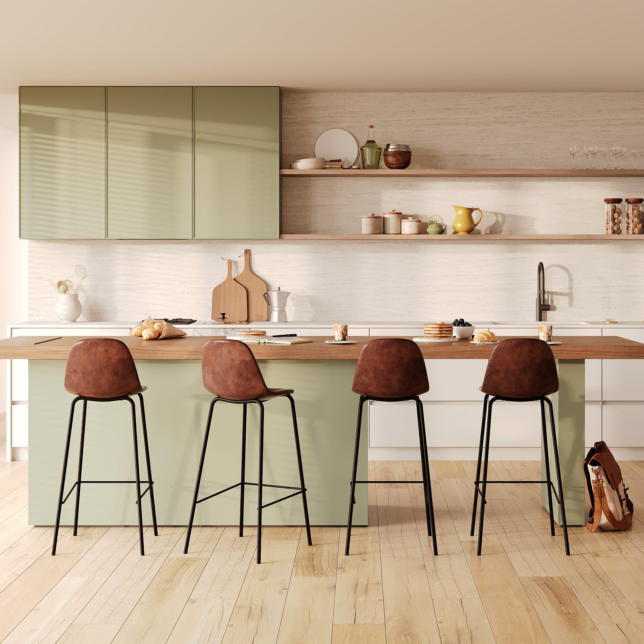 2 chaises de bar marron cuir synthetique henrik