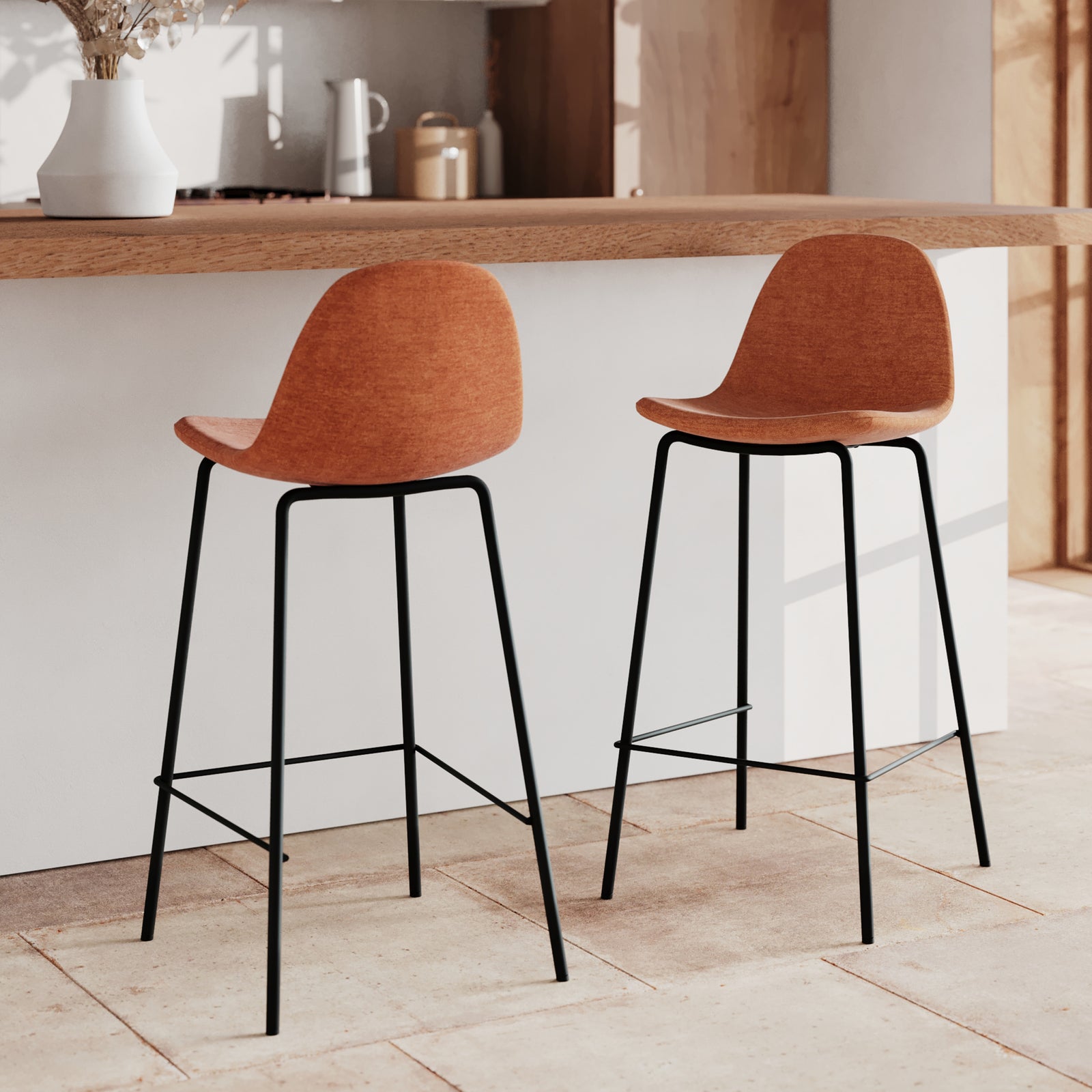 2 chaises de bar terracotta henrik 65 cm