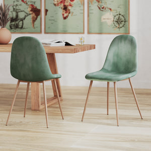 2 chaises en velours vert bois clair fedrik