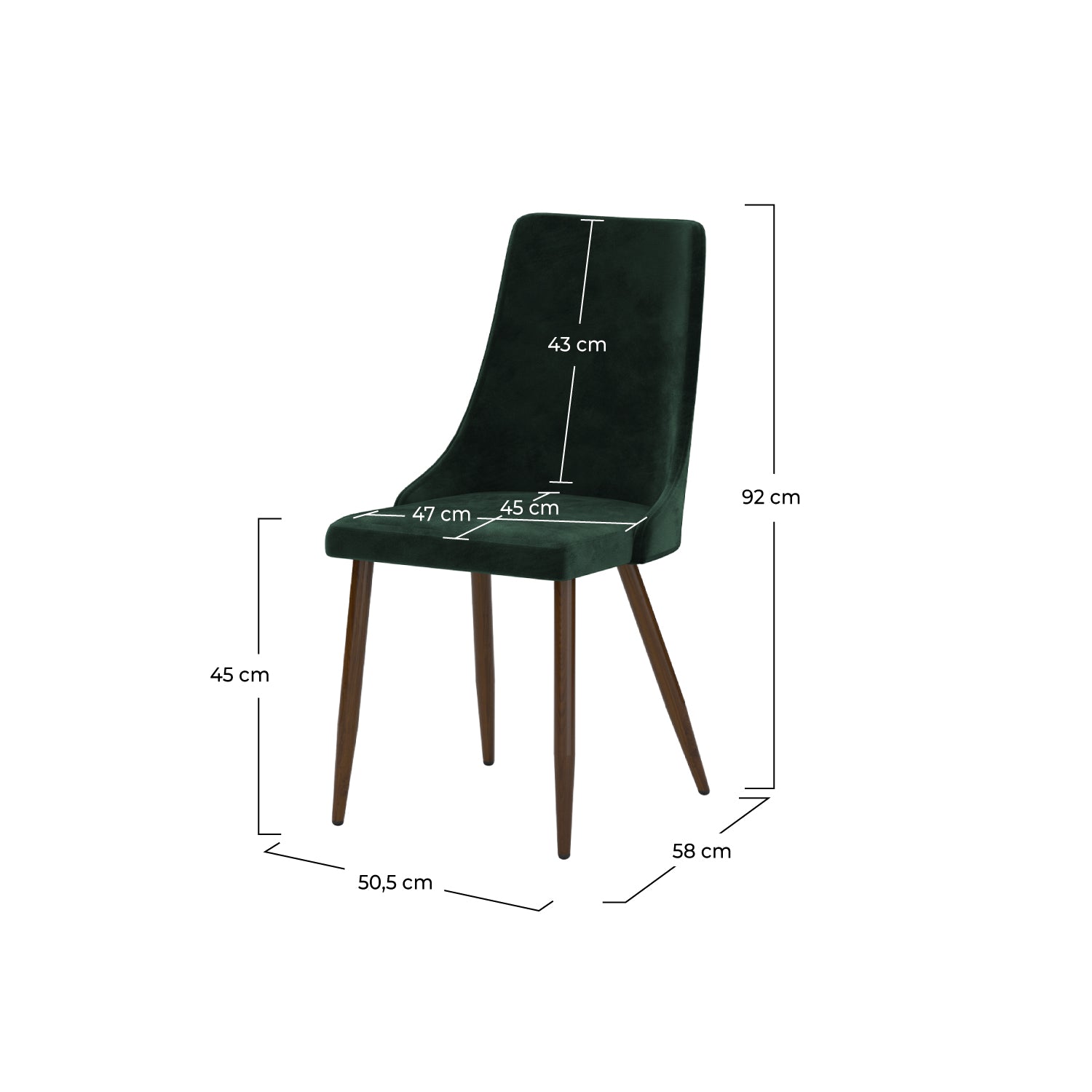 Chaise Vinni en velours vert (lot de 2)
