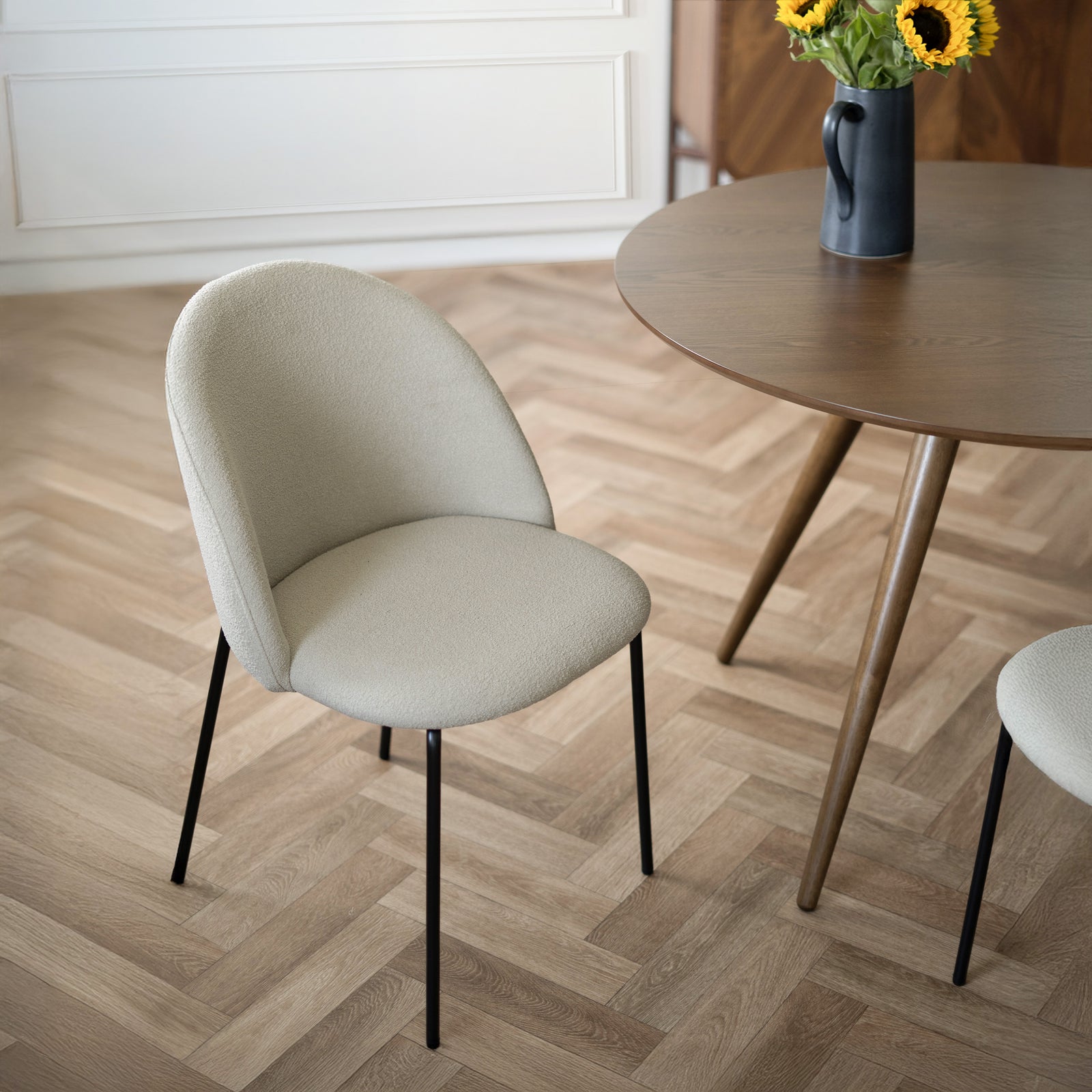 2 chaises karl tissu beige