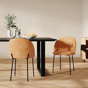 Lot de 2 chaises Karl en tissu texturé jaune moutarde