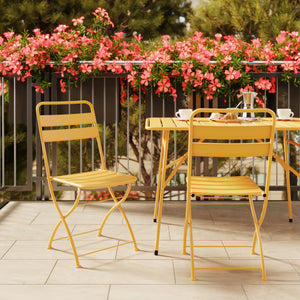 Lot de 2 chaises de jardin Yumi en métal jaune beurre, pliantes