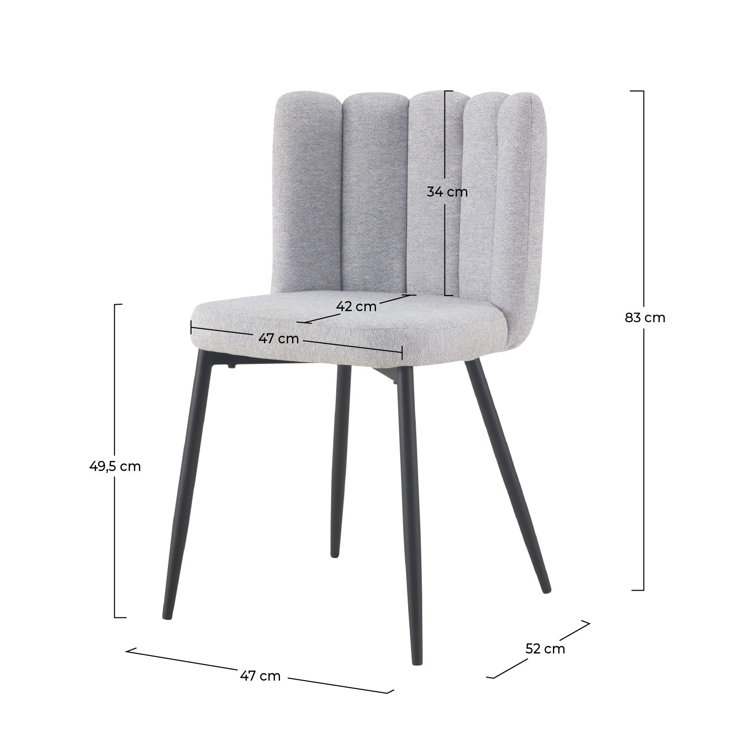 Chaise Rosy en tissu gris (lot de 2)