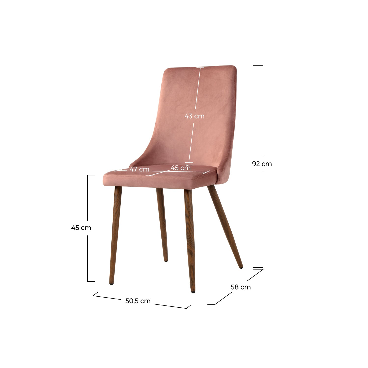 Chaise Vinni en velours rose (lot de 2)